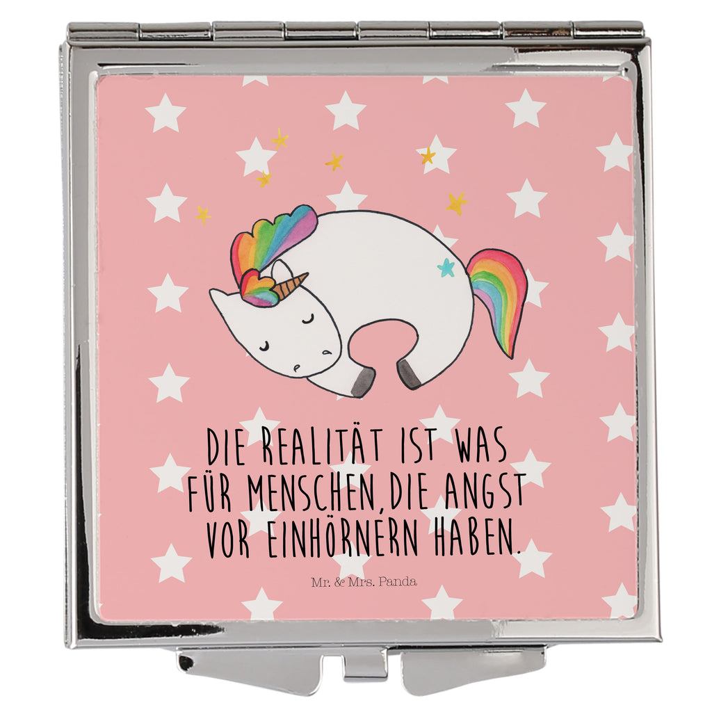 Handtaschenspiegel quadratisch Einhorn Nacht Spiegel, Handtasche, Quadrat, silber, schminken, Schminkspiegel, Einhorn, Einhörner, Einhorn Deko, Pegasus, Unicorn, Träume, Traum, unicorn, Realität, Menschen, Geschenk, Ruhe, Freundin