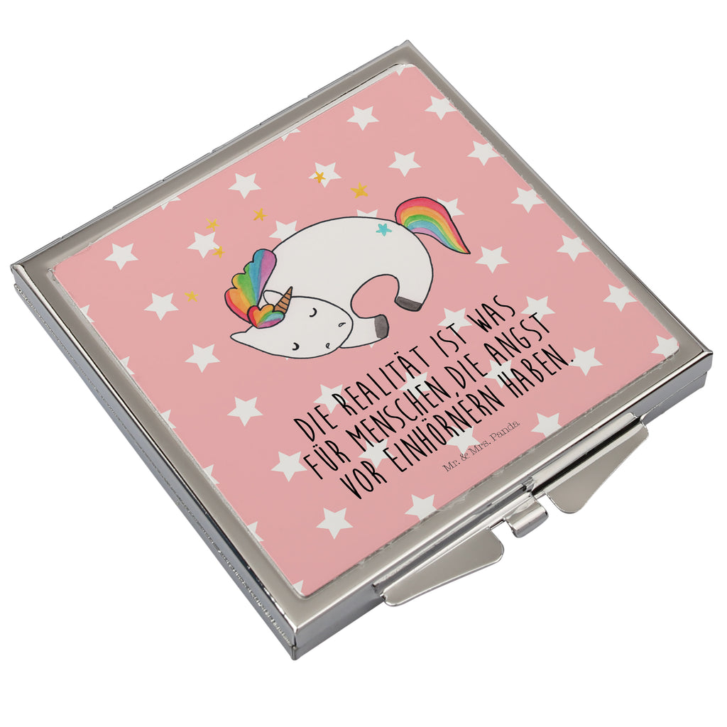 Handtaschenspiegel quadratisch Einhorn Nacht Spiegel, Handtasche, Quadrat, silber, schminken, Schminkspiegel, Einhorn, Einhörner, Einhorn Deko, Pegasus, Unicorn, Träume, Traum, unicorn, Realität, Menschen, Geschenk, Ruhe, Freundin