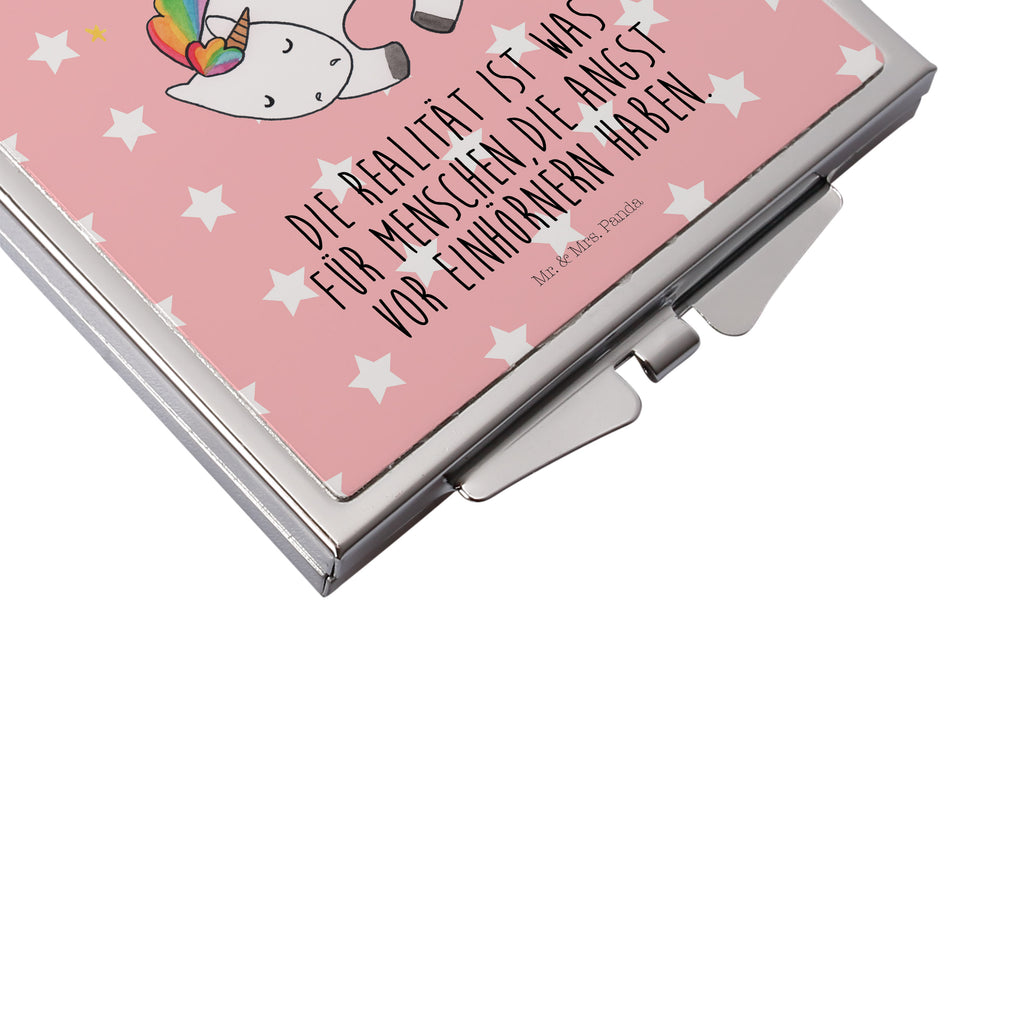 Handtaschenspiegel quadratisch Einhorn Nacht Spiegel, Handtasche, Quadrat, silber, schminken, Schminkspiegel, Einhorn, Einhörner, Einhorn Deko, Pegasus, Unicorn, Träume, Traum, unicorn, Realität, Menschen, Geschenk, Ruhe, Freundin