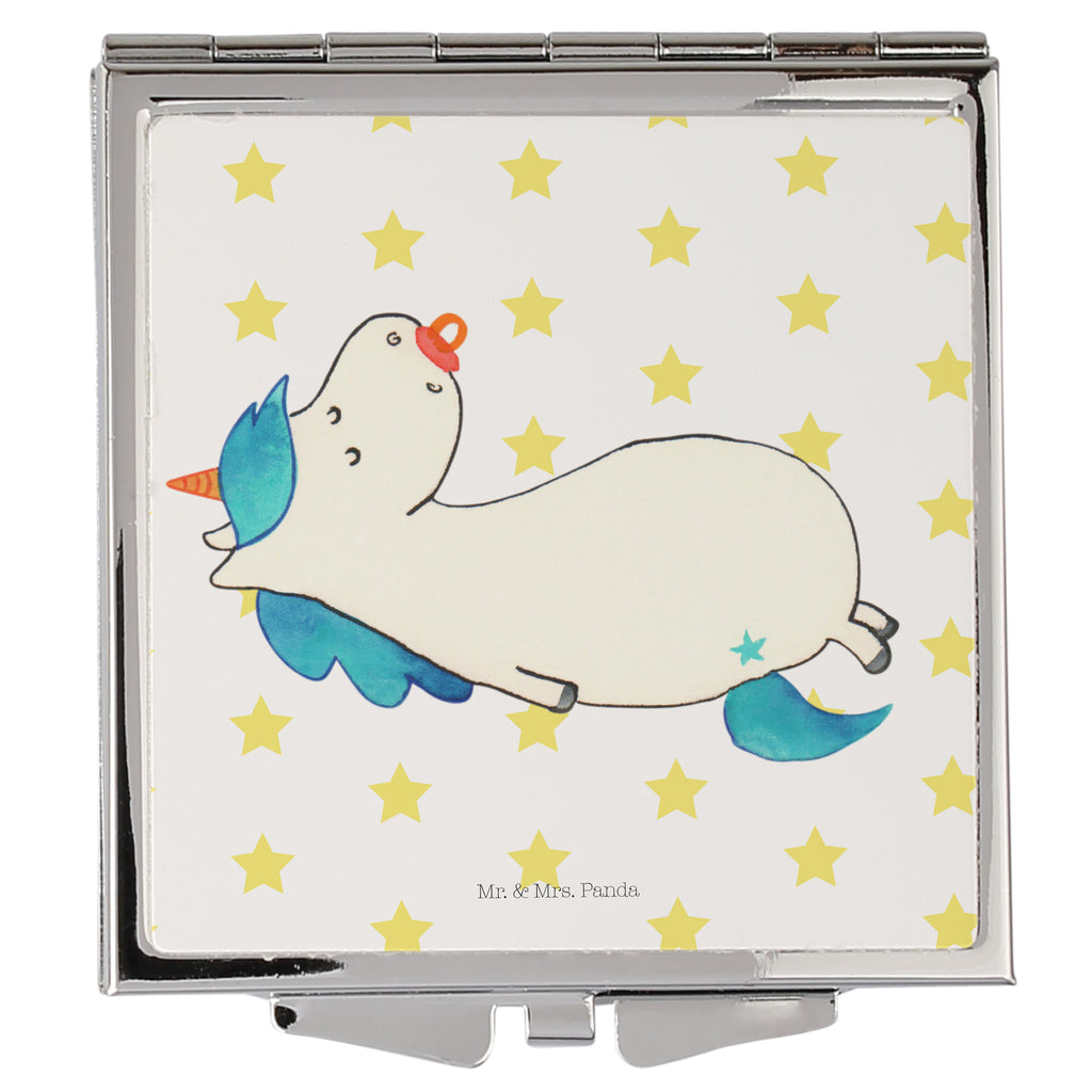 Handtaschenspiegel quadratisch Einhorn Schnullie Spiegel, Handtasche, Quadrat, silber, schminken, Schminkspiegel, Einhorn, Einhörner, Einhorn Deko, Pegasus, Unicorn, Baby, Kleinkind, Geburt, Geburtstag, Säugling, Schnuller, Geschenk Geburt, Mutter, Mama