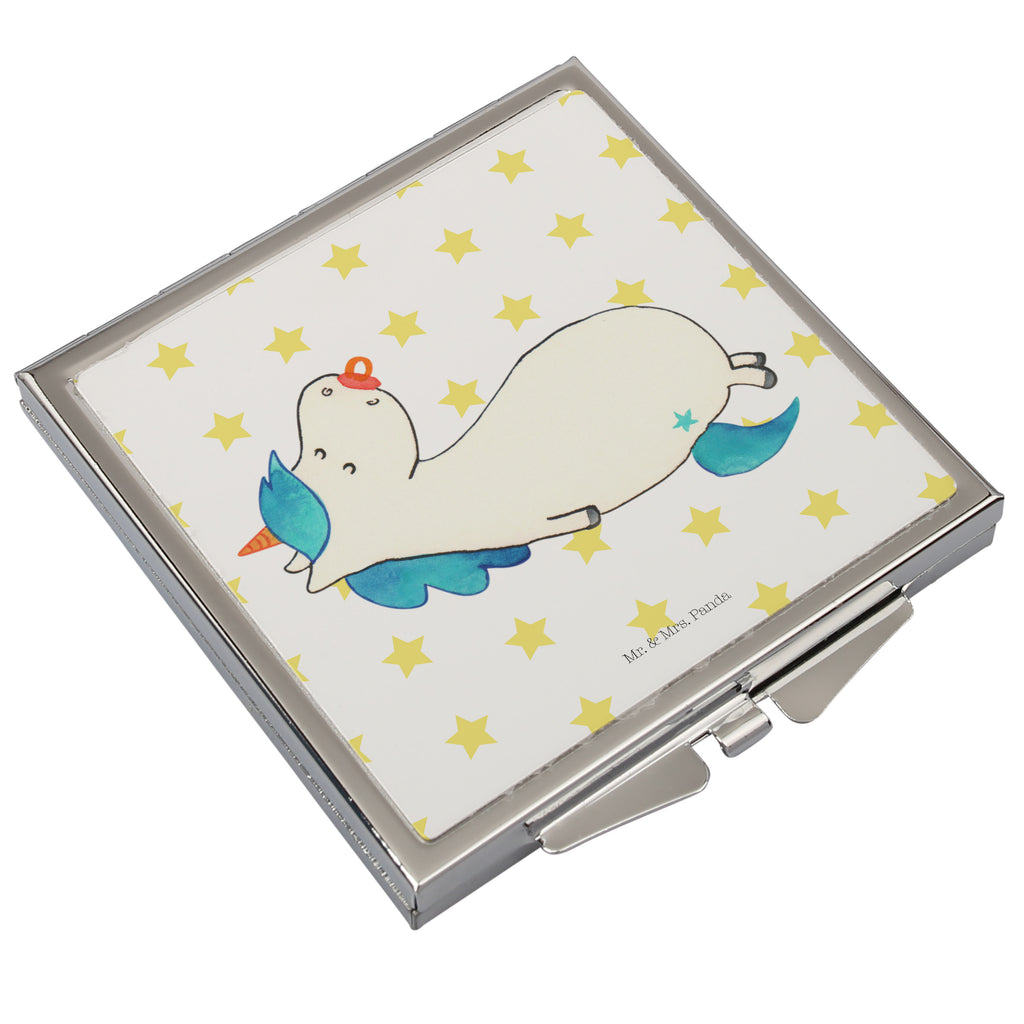 Handtaschenspiegel quadratisch Einhorn Schnullie Spiegel, Handtasche, Quadrat, silber, schminken, Schminkspiegel, Einhorn, Einhörner, Einhorn Deko, Pegasus, Unicorn, Baby, Kleinkind, Geburt, Geburtstag, Säugling, Schnuller, Geschenk Geburt, Mutter, Mama