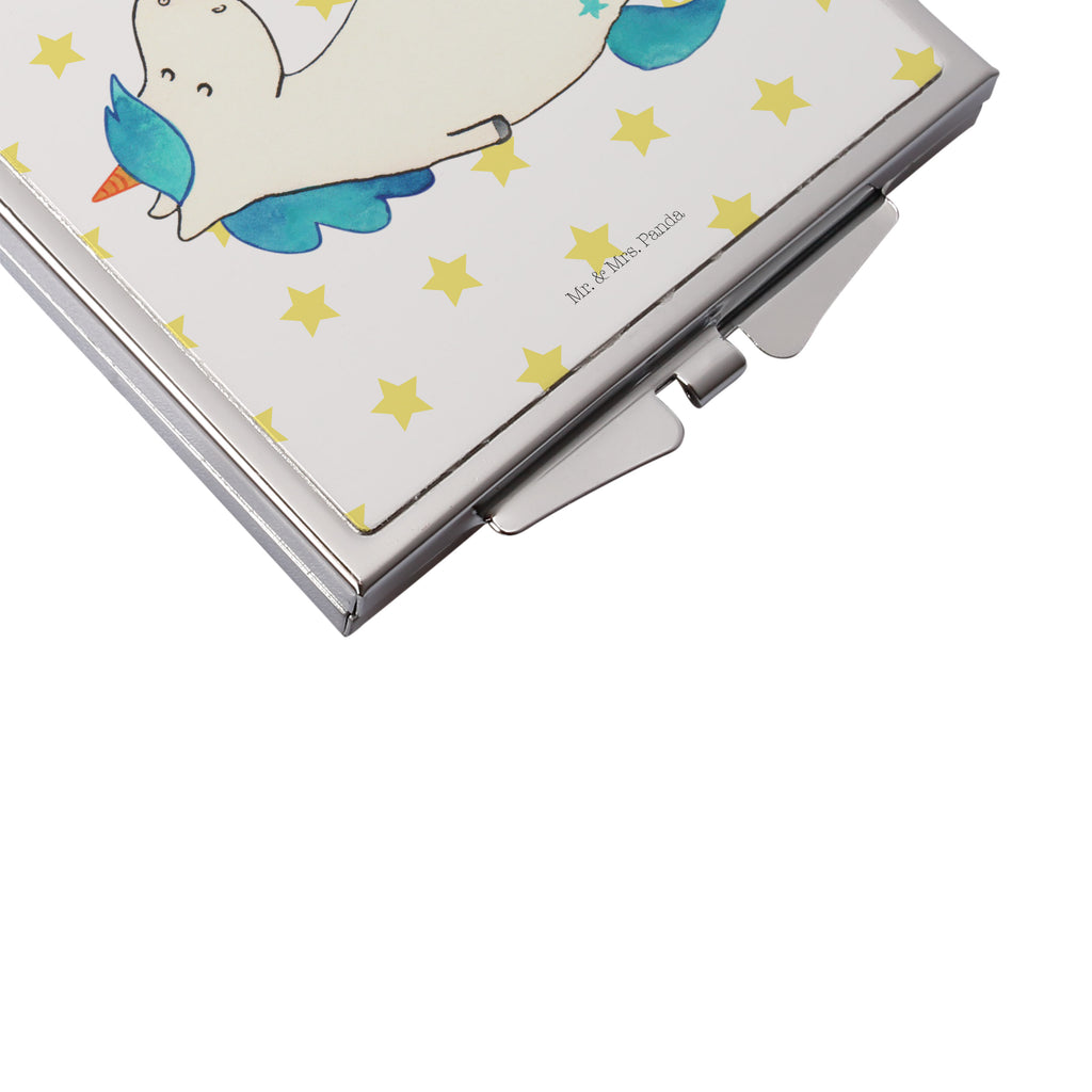 Handtaschenspiegel quadratisch Einhorn Schnullie Spiegel, Handtasche, Quadrat, silber, schminken, Schminkspiegel, Einhorn, Einhörner, Einhorn Deko, Pegasus, Unicorn, Baby, Kleinkind, Geburt, Geburtstag, Säugling, Schnuller, Geschenk Geburt, Mutter, Mama