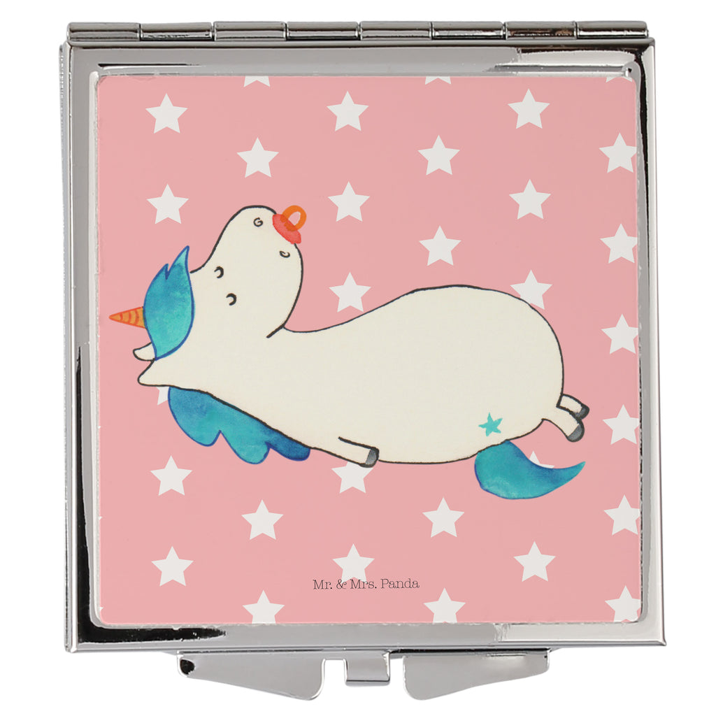Handtaschenspiegel quadratisch Einhorn Schnullie Spiegel, Handtasche, Quadrat, silber, schminken, Schminkspiegel, Einhorn, Einhörner, Einhorn Deko, Pegasus, Unicorn, Baby, Kleinkind, Geburt, Geburtstag, Säugling, Schnuller, Geschenk Geburt, Mutter, Mama