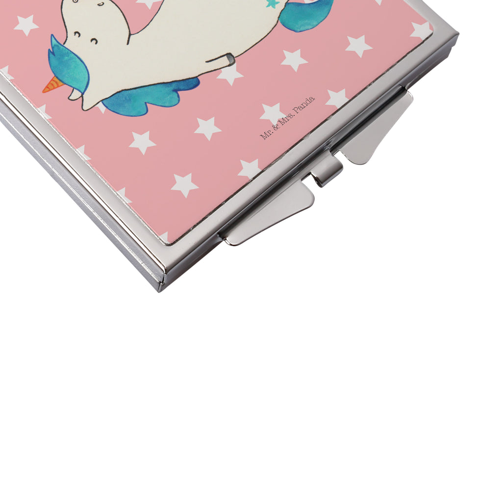 Handtaschenspiegel quadratisch Einhorn Schnullie Spiegel, Handtasche, Quadrat, silber, schminken, Schminkspiegel, Einhorn, Einhörner, Einhorn Deko, Pegasus, Unicorn, Baby, Kleinkind, Geburt, Geburtstag, Säugling, Schnuller, Geschenk Geburt, Mutter, Mama