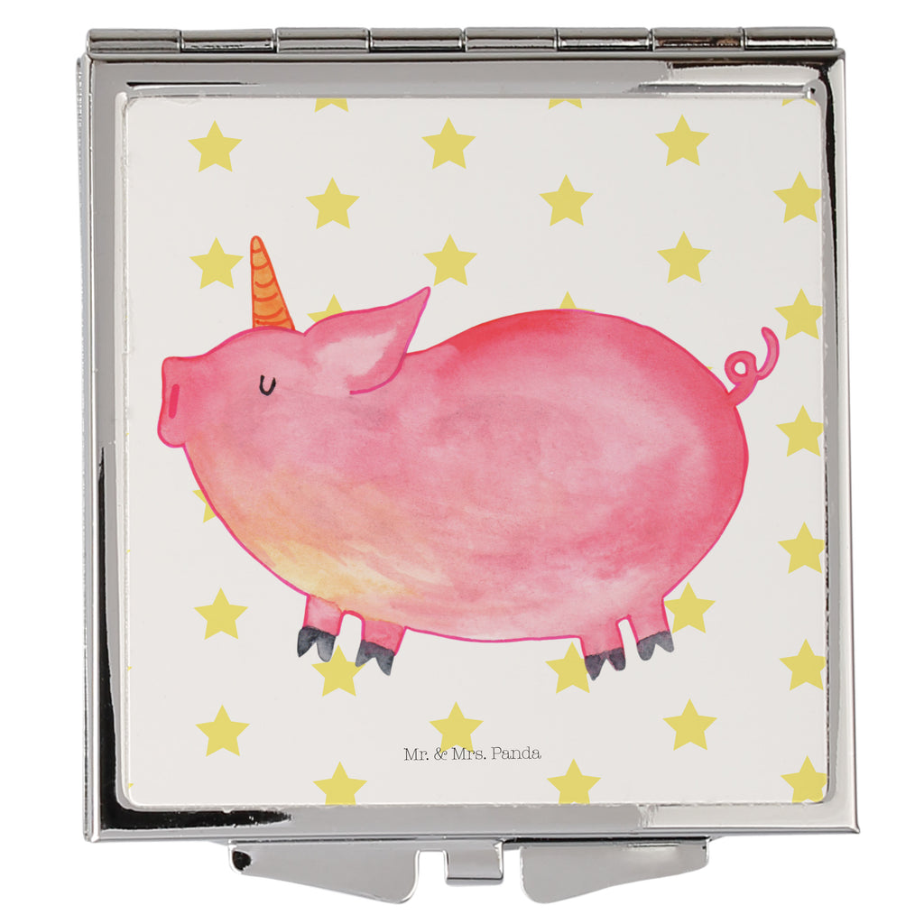 Handtaschenspiegel quadratisch Einhorn Schweinhorn Spiegel, Handtasche, Quadrat, silber, schminken, Schminkspiegel, Einhorn, Einhörner, Einhorn Deko, Pegasus, Unicorn, Party, Spaß, Schwein, Schweinhorn, Bauer, witzig. lustig, Spruch, geschenk, Pig, Piggy, funny, english, englisch