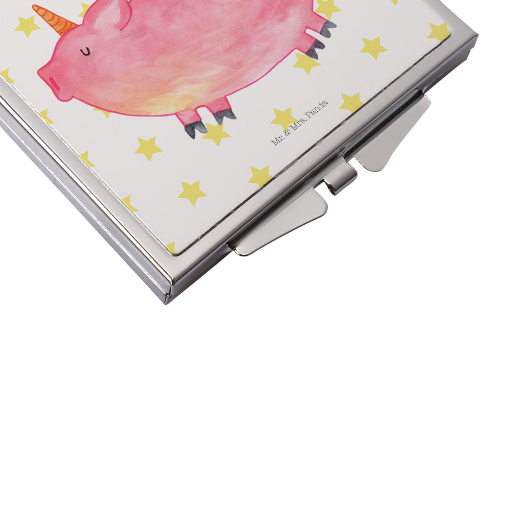 Handtaschenspiegel quadratisch Einhorn Schweinhorn Spiegel, Handtasche, Quadrat, silber, schminken, Schminkspiegel, Einhorn, Einhörner, Einhorn Deko, Pegasus, Unicorn, Party, Spaß, Schwein, Schweinhorn, Bauer, witzig. lustig, Spruch, geschenk, Pig, Piggy, funny, english, englisch