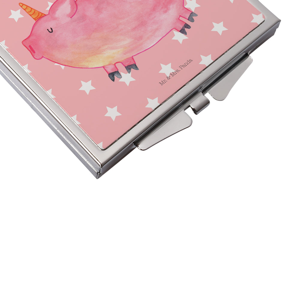 Handtaschenspiegel quadratisch Einhorn Schweinhorn Spiegel, Handtasche, Quadrat, silber, schminken, Schminkspiegel, Einhorn, Einhörner, Einhorn Deko, Pegasus, Unicorn, Party, Spaß, Schwein, Schweinhorn, Bauer, witzig. lustig, Spruch, geschenk, Pig, Piggy, funny, english, englisch