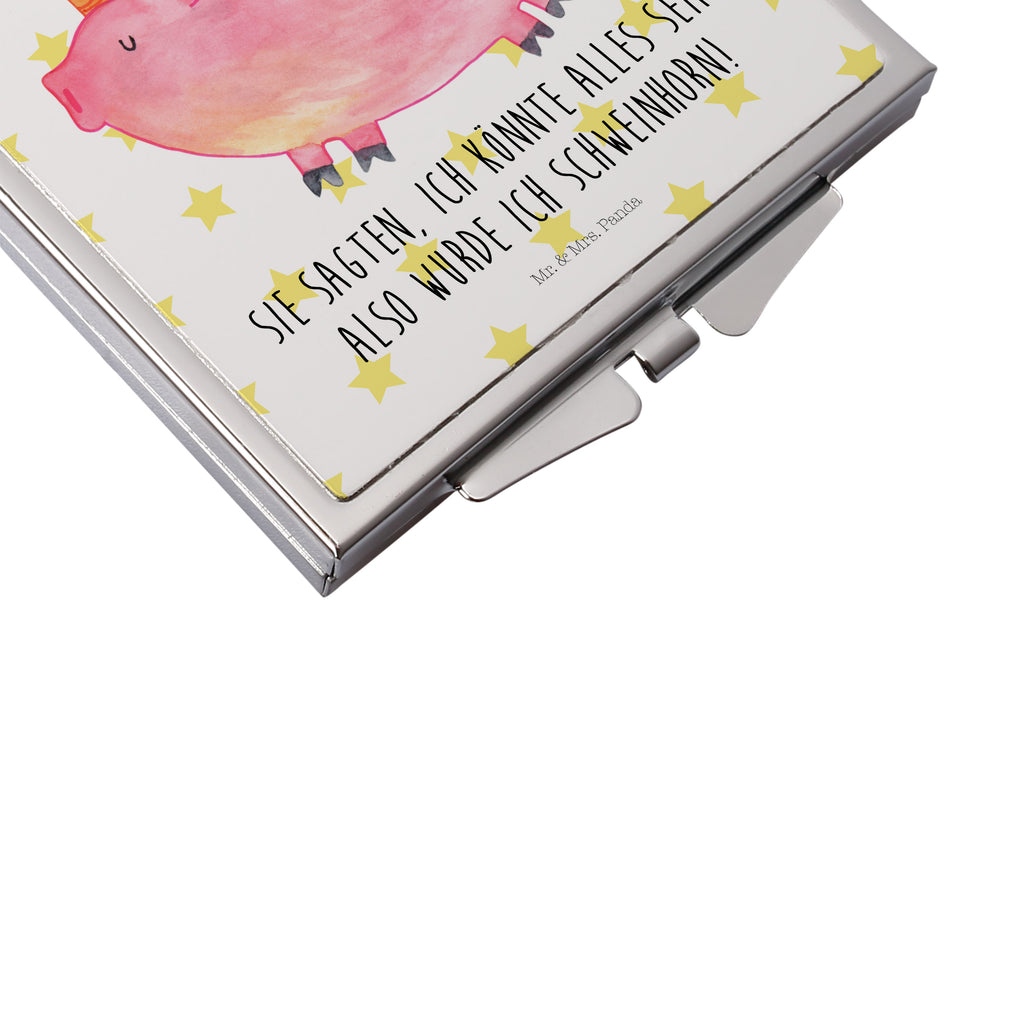 Handtaschenspiegel quadratisch Einhorn Schweinhorn Spiegel, Handtasche, Quadrat, silber, schminken, Schminkspiegel, Einhorn, Einhörner, Einhorn Deko, Pegasus, Unicorn, Party, Spaß, Schwein, Schweinhorn, Bauer, witzig. lustig, Spruch, geschenk, Pig, Piggy, funny, english, englisch