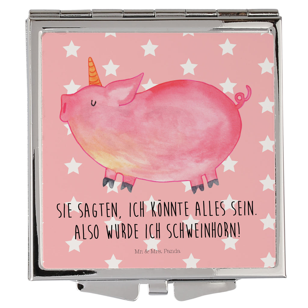 Handtaschenspiegel quadratisch Einhorn Schweinhorn Spiegel, Handtasche, Quadrat, silber, schminken, Schminkspiegel, Einhorn, Einhörner, Einhorn Deko, Pegasus, Unicorn, Party, Spaß, Schwein, Schweinhorn, Bauer, witzig. lustig, Spruch, geschenk, Pig, Piggy, funny, english, englisch