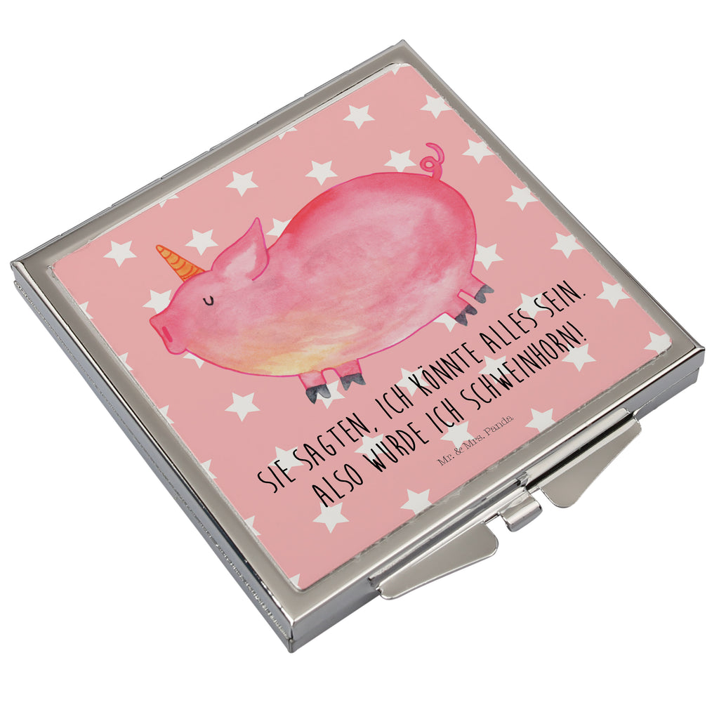Handtaschenspiegel quadratisch Einhorn Schweinhorn Spiegel, Handtasche, Quadrat, silber, schminken, Schminkspiegel, Einhorn, Einhörner, Einhorn Deko, Pegasus, Unicorn, Party, Spaß, Schwein, Schweinhorn, Bauer, witzig. lustig, Spruch, geschenk, Pig, Piggy, funny, english, englisch