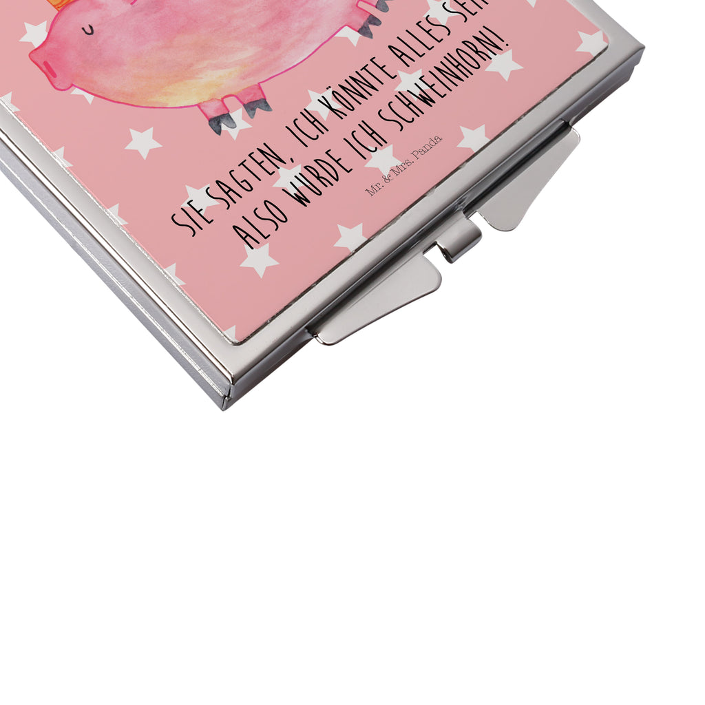 Handtaschenspiegel quadratisch Einhorn Schweinhorn Spiegel, Handtasche, Quadrat, silber, schminken, Schminkspiegel, Einhorn, Einhörner, Einhorn Deko, Pegasus, Unicorn, Party, Spaß, Schwein, Schweinhorn, Bauer, witzig. lustig, Spruch, geschenk, Pig, Piggy, funny, english, englisch