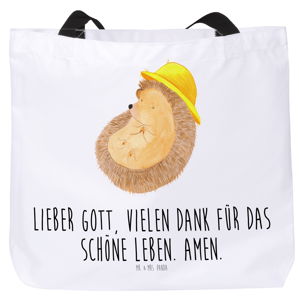 Shopper Igel betet Beutel, Einkaufstasche, Tasche, Strandtasche, Einkaufsbeutel, Shopper, Schultasche, Freizeittasche, Tragebeutel, Schulbeutel, Alltagstasche, Tiermotive, Gute Laune, lustige Sprüche, Tiere, Igel, Igel mit Hut, Sonnenhut, Gott, Amen, beten, Leben, Dankbarkeit, Dankbar sein, dankbar, genießen