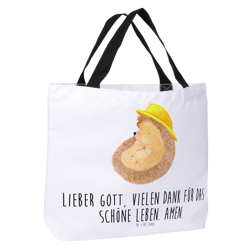 Shopper Igel betet Beutel, Einkaufstasche, Tasche, Strandtasche, Einkaufsbeutel, Shopper, Schultasche, Freizeittasche, Tragebeutel, Schulbeutel, Alltagstasche, Tiermotive, Gute Laune, lustige Sprüche, Tiere, Igel, Igel mit Hut, Sonnenhut, Gott, Amen, beten, Leben, Dankbarkeit, Dankbar sein, dankbar, genießen