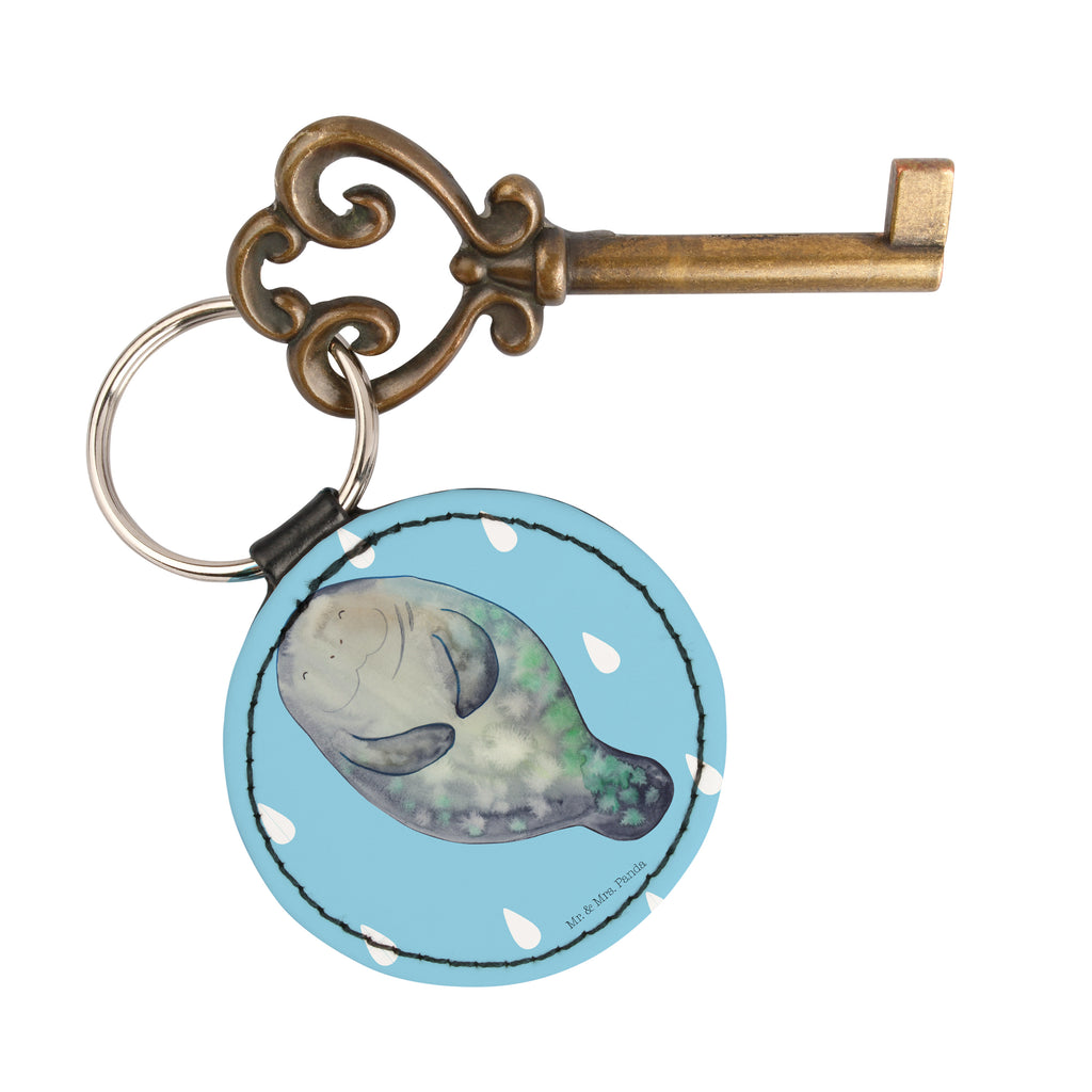 Rund Schlüsselanhänger Seekuh happy Schlüsselanhänger, Anhänger, Taschenanhänger, Glücksbringer, Schutzengel, Meerestiere, Meer, Urlaub, Seekuh, Seekühe, Selbstliebe, Respekt, Neuanfang, Neustart, Achtsamkeit, Zufrieden, Liebeskummer, Freundin