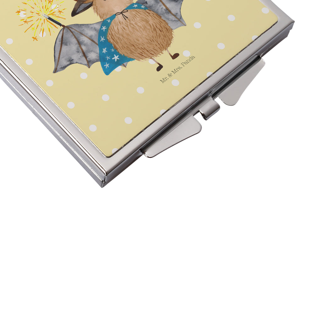 Handtaschenspiegel quadratisch Fledermaus Zauberer Spiegel, Handtasche, Quadrat, silber, schminken, Schminkspiegel, Tiermotive, Gute Laune, lustige Sprüche, Tiere, Fledermaus, Fledermäuse, Zauberer, Magier, Frauen, reinsteigern