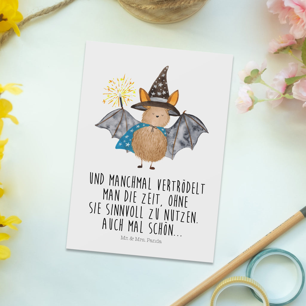 Postkarte Fledermaus Zauberer Geschenkkarte, Grußkarte, Karte, Einladung, Ansichtskarte, Geburtstagskarte, Einladungskarte, Dankeskarte, Tiermotive, Gute Laune, lustige Sprüche, Tiere, Fledermaus, Fledermäuse, Zauberer, Magier, Frauen, reinsteigern