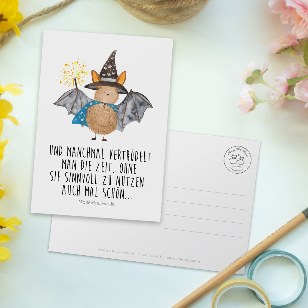 Postkarte Fledermaus Zauberer Geschenkkarte, Grußkarte, Karte, Einladung, Ansichtskarte, Geburtstagskarte, Einladungskarte, Dankeskarte, Tiermotive, Gute Laune, lustige Sprüche, Tiere, Fledermaus, Fledermäuse, Zauberer, Magier, Frauen, reinsteigern