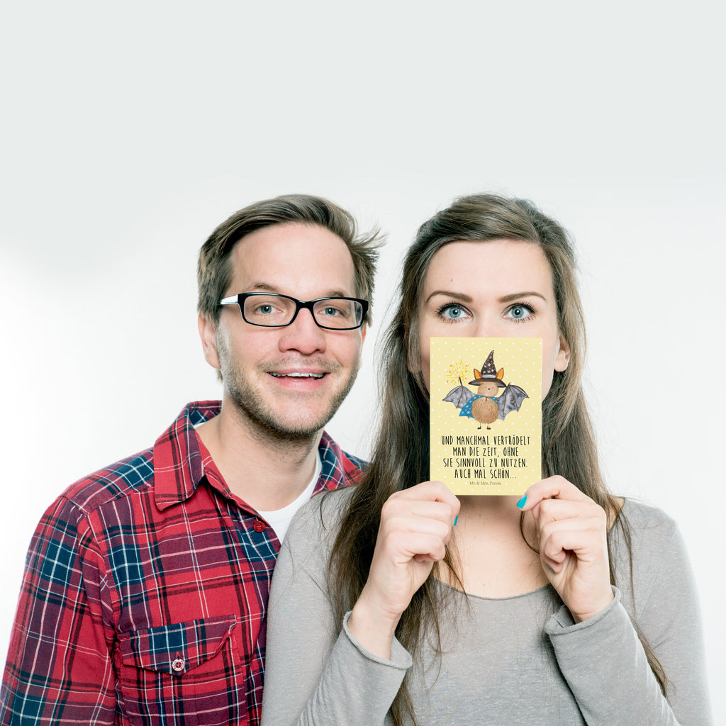 Postkarte Fledermaus Zauberer Geschenkkarte, Grußkarte, Karte, Einladung, Ansichtskarte, Geburtstagskarte, Einladungskarte, Dankeskarte, Tiermotive, Gute Laune, lustige Sprüche, Tiere, Fledermaus, Fledermäuse, Zauberer, Magier, Frauen, reinsteigern