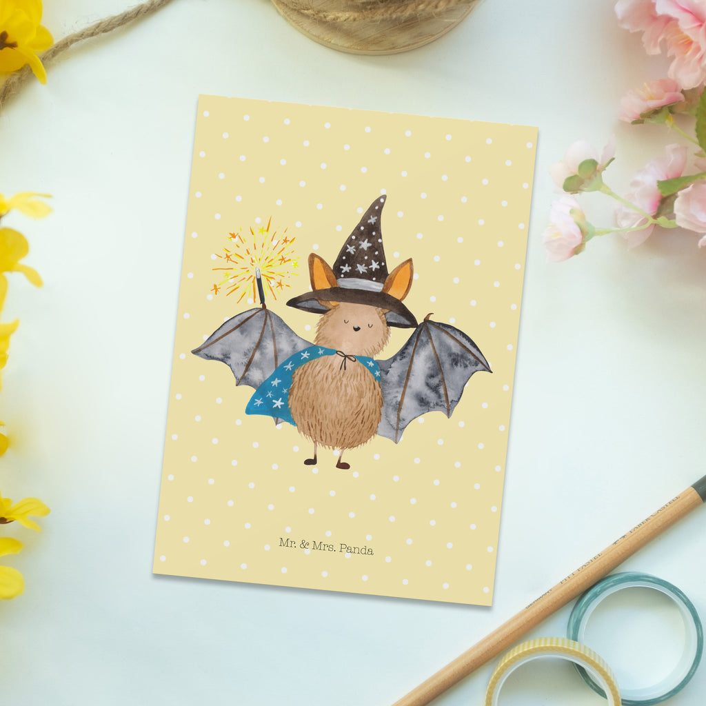 Postkarte Fledermaus Zauberer Geschenkkarte, Grußkarte, Karte, Einladung, Ansichtskarte, Geburtstagskarte, Einladungskarte, Dankeskarte, Tiermotive, Gute Laune, lustige Sprüche, Tiere, Fledermaus, Fledermäuse, Zauberer, Magier, Frauen, reinsteigern