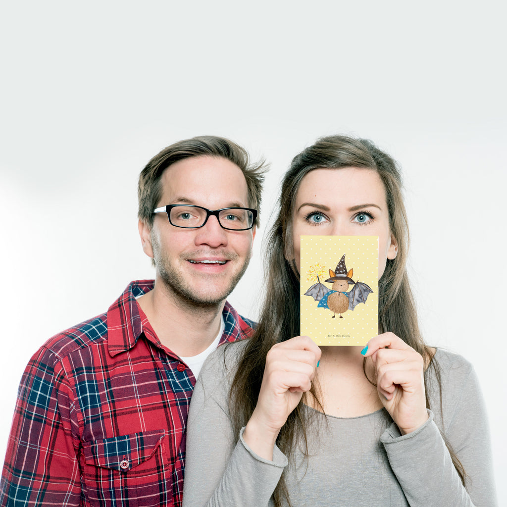 Postkarte Fledermaus Zauberer Geschenkkarte, Grußkarte, Karte, Einladung, Ansichtskarte, Geburtstagskarte, Einladungskarte, Dankeskarte, Tiermotive, Gute Laune, lustige Sprüche, Tiere, Fledermaus, Fledermäuse, Zauberer, Magier, Frauen, reinsteigern