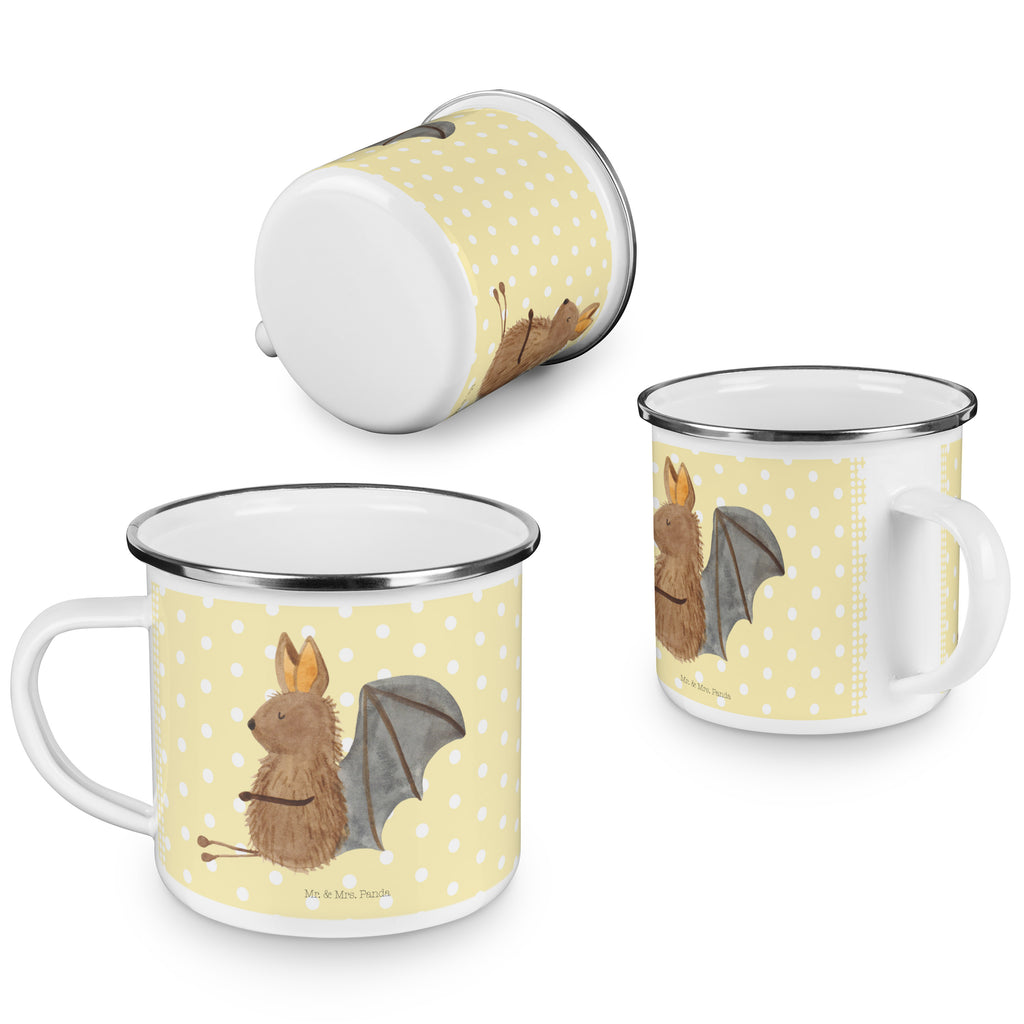 Camping Emaille Tasse Fledermaus sitzend Campingtasse, Trinkbecher, Metalltasse, Outdoor Tasse, Emaille Trinkbecher, Blechtasse Outdoor, Emaille Campingbecher, Edelstahl Trinkbecher, Metalltasse für Camping, Kaffee Blechtasse, Camping Tasse Metall, Tiermotive, Gute Laune, lustige Sprüche, Tiere, Fledermaus, Fledermäuse, Motivation, entspannen