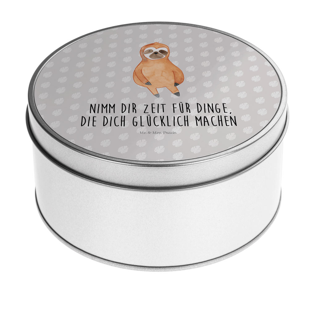 Blechdose rund Faultier Zufrieden Metalldose, Keksdose, Dose, Vorratsdose, Geschenkbox, Faultier, Faultier Geschenk, Faultier Deko, Faultiere, faul, Lieblingstier, Pause, relaxen, Glück, glücklich, zufrieden, happy, Zufriedenheit, Gelassenheit, Ruhe, Frieden