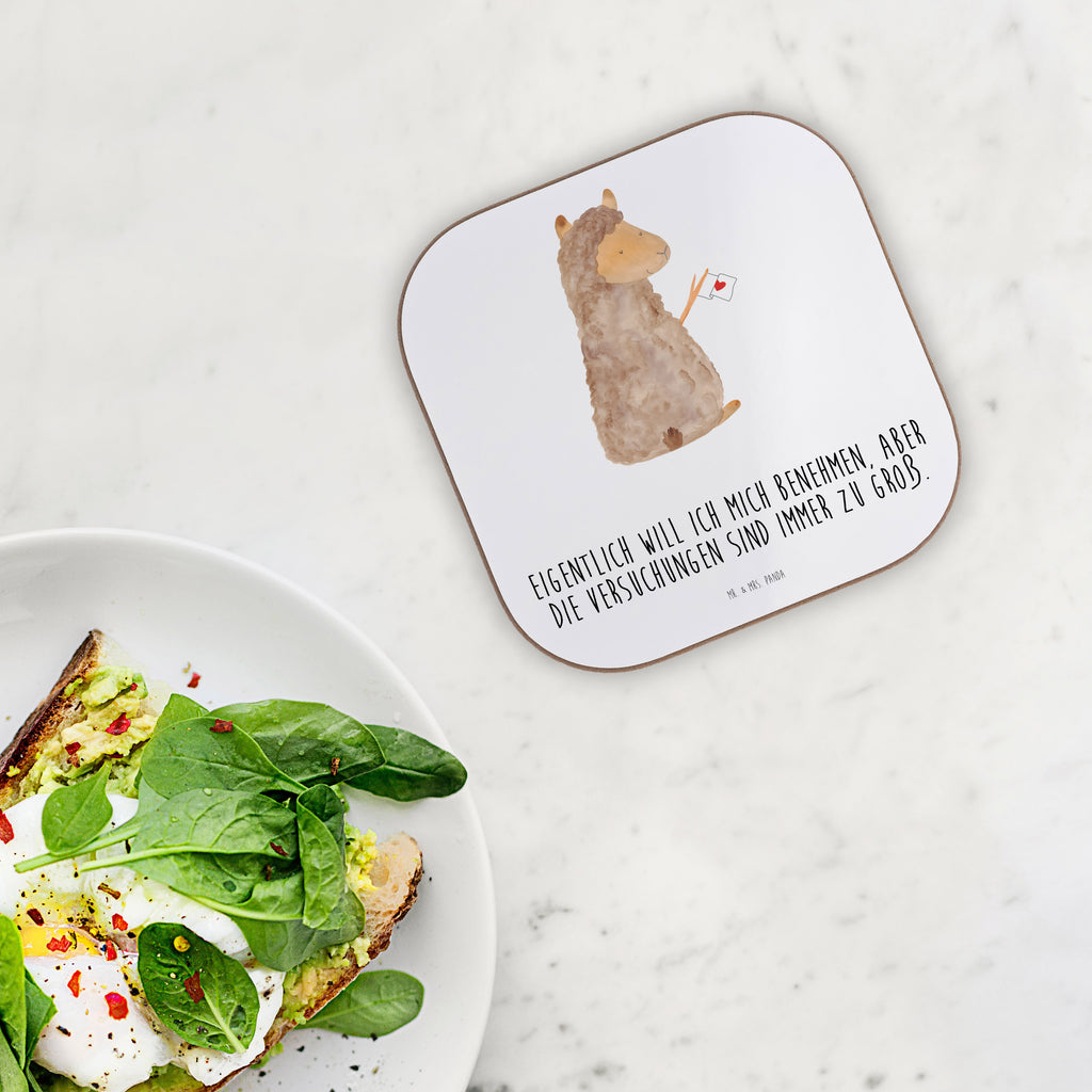 Quadratische Untersetzer Alpaka Fahne Bierdeckel, Glasuntersetzer, Untersetzer Gläser, Getränkeuntersetzer, Alpaka, Lama, Alpakas, Lamas, Liebe