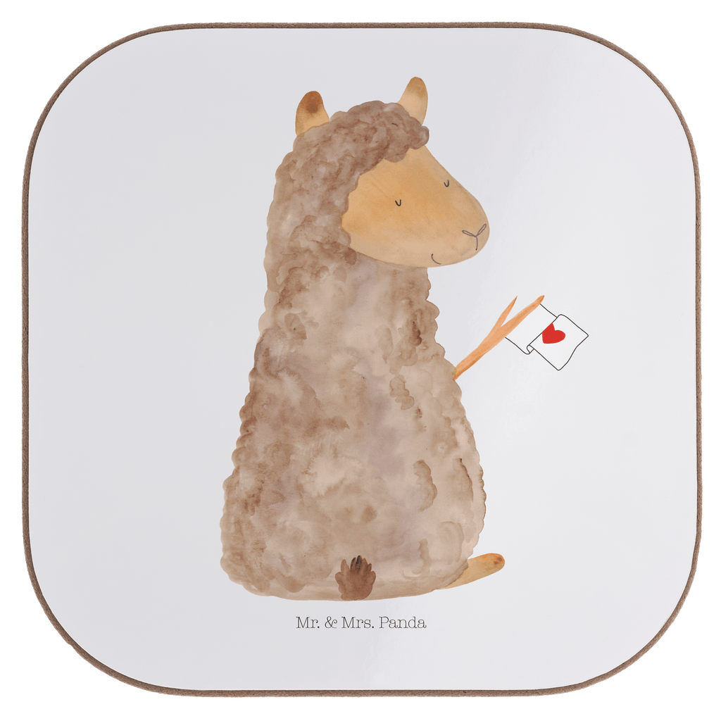 Quadratische Untersetzer Alpaka Fahne Bierdeckel, Glasuntersetzer, Untersetzer Gläser, Getränkeuntersetzer, Alpaka, Lama, Alpakas, Lamas, Liebe