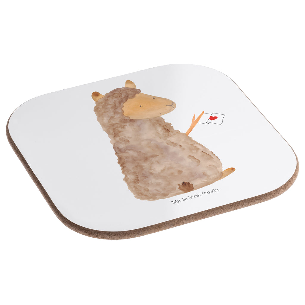 Quadratische Untersetzer Alpaka Fahne Bierdeckel, Glasuntersetzer, Untersetzer Gläser, Getränkeuntersetzer, Alpaka, Lama, Alpakas, Lamas, Liebe