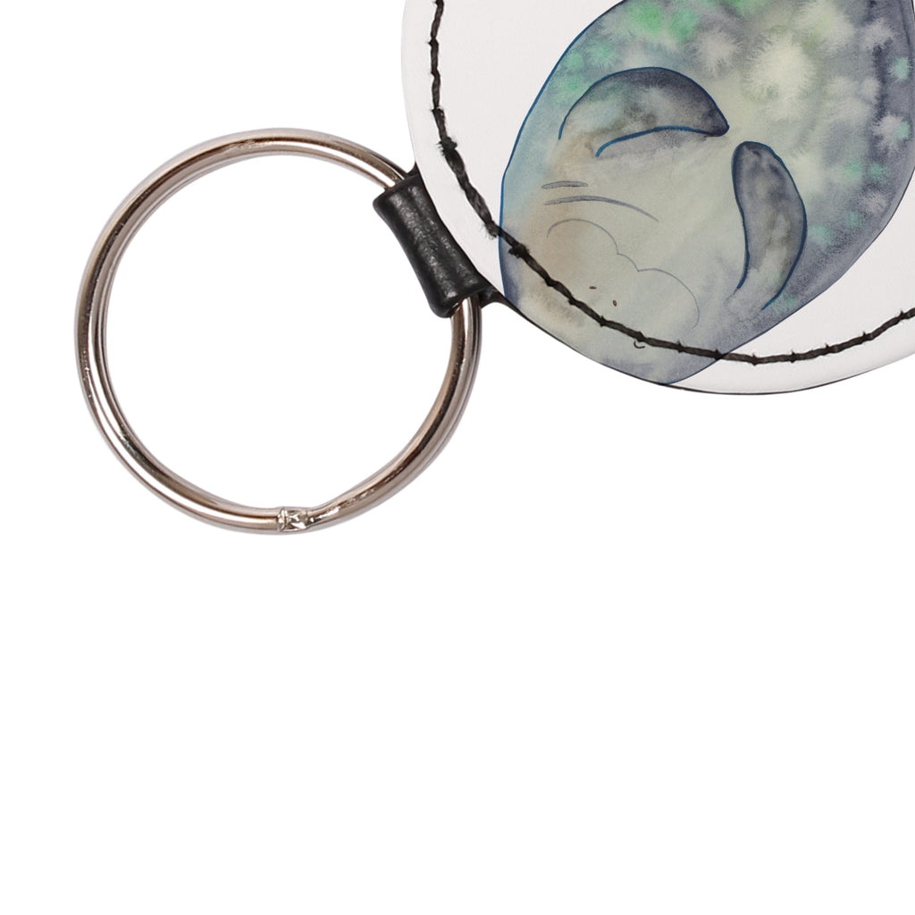 Rund Schlüsselanhänger Seekuh happy Schlüsselanhänger, Anhänger, Taschenanhänger, Glücksbringer, Schutzengel, Meerestiere, Meer, Urlaub, Seekuh, Seekühe, Selbstliebe, Respekt, Neuanfang, Neustart, Achtsamkeit, Zufrieden, Liebeskummer, Freundin