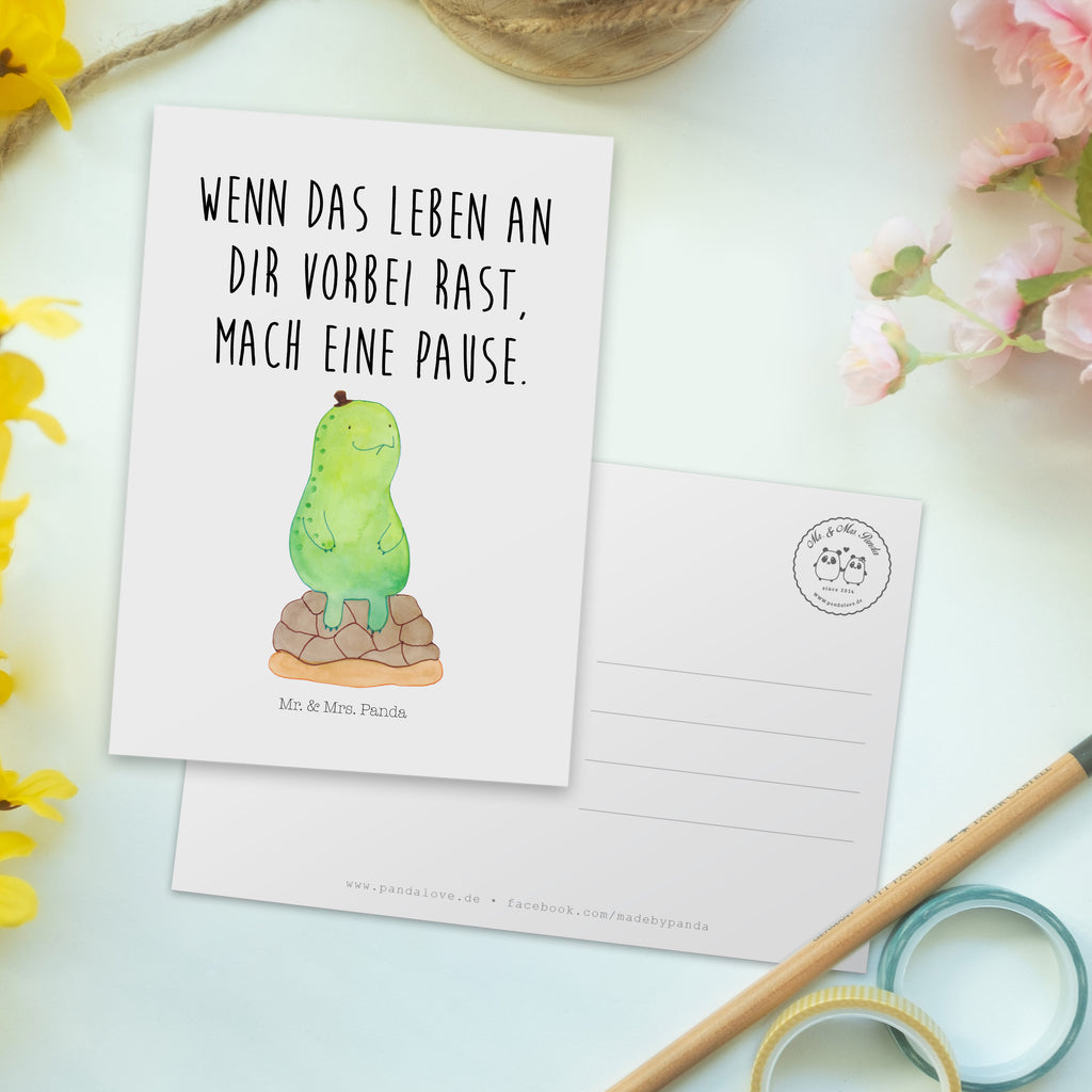 Postkarte Schildkröte pausiert Geschenkkarte, Grußkarte, Karte, Einladung, Ansichtskarte, Geburtstagskarte, Einladungskarte, Dankeskarte, Schildkröte, Achtsamkeit, Entschleunigen, achtsam
