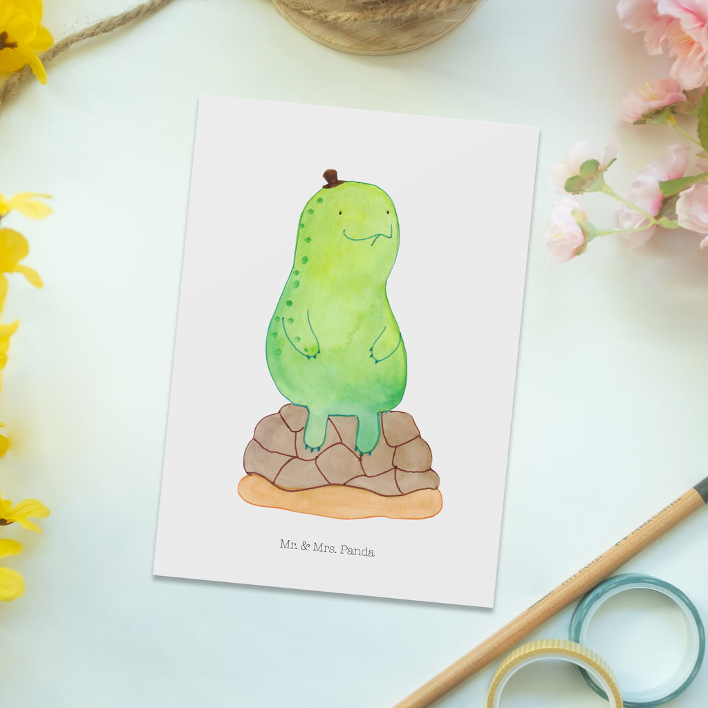 Postkarte Schildkröte pausiert Geschenkkarte, Grußkarte, Karte, Einladung, Ansichtskarte, Geburtstagskarte, Einladungskarte, Dankeskarte, Schildkröte, Achtsamkeit, Entschleunigen, achtsam