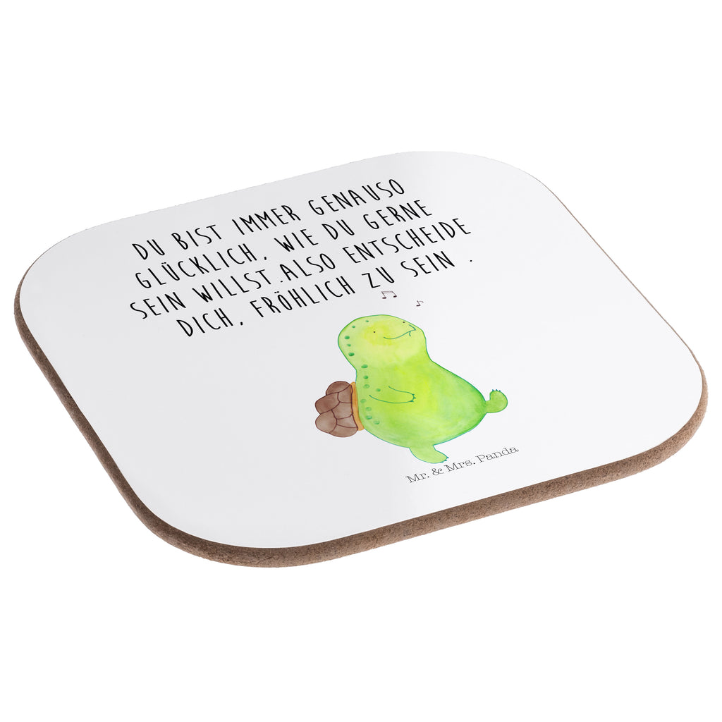 Quadratische Untersetzer Schildkröte pfeift Bierdeckel, Glasuntersetzer, Untersetzer Gläser, Getränkeuntersetzer, Schildkröte, Schildi, Schildkröten, fröhlich, Glück, Motivation, Lebensfreude, Depression, Trennung, Neuanfang