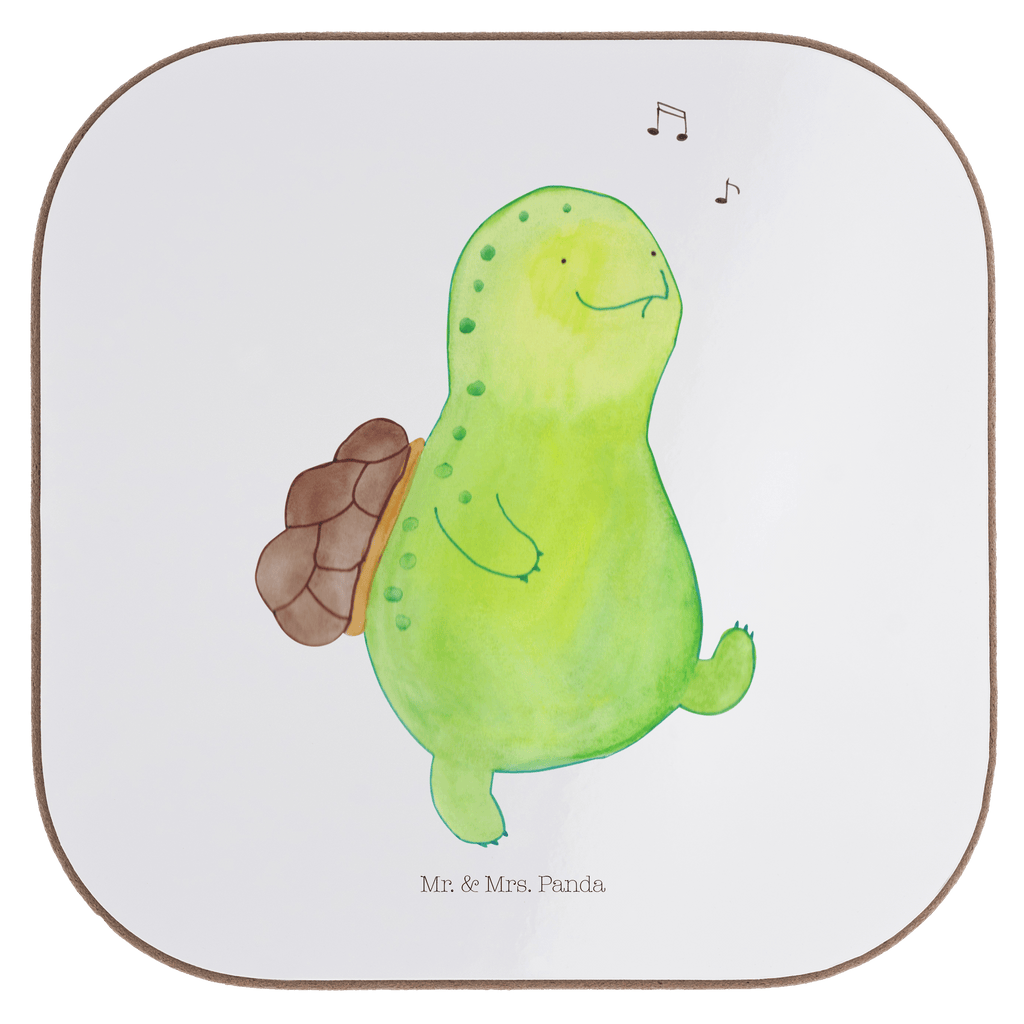 Quadratische Untersetzer Schildkröte pfeift Bierdeckel, Glasuntersetzer, Untersetzer Gläser, Getränkeuntersetzer, Schildkröte, Schildi, Schildkröten, fröhlich, Glück, Motivation, Lebensfreude, Depression, Trennung, Neuanfang