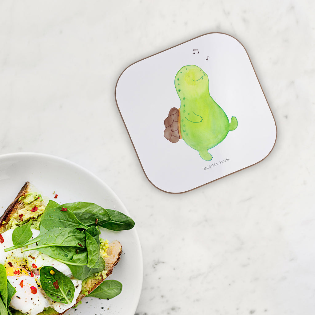 Quadratische Untersetzer Schildkröte pfeift Bierdeckel, Glasuntersetzer, Untersetzer Gläser, Getränkeuntersetzer, Schildkröte, Schildi, Schildkröten, fröhlich, Glück, Motivation, Lebensfreude, Depression, Trennung, Neuanfang