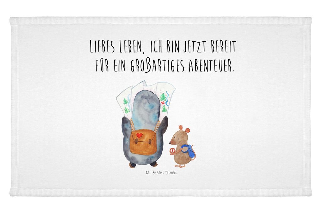 Gäste Handtuch Pinguin & Maus Wanderer Gästetuch, Reisehandtuch, Sport Handtuch, Frottier, Kinder Handtuch, Pinguin, Pinguine, Abenteurer, Abenteuer, Roadtrip, Ausflug, Wanderlust, wandern