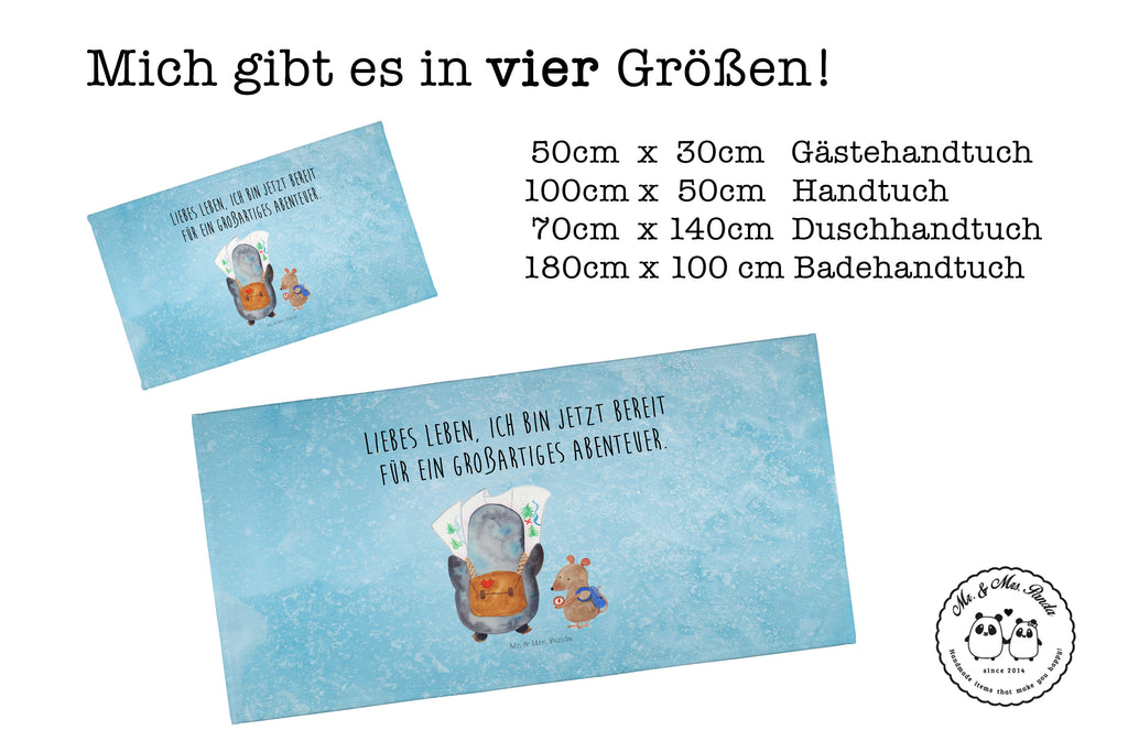 Gäste Handtuch Pinguin & Maus Wanderer Gästetuch, Reisehandtuch, Sport Handtuch, Frottier, Kinder Handtuch, Pinguin, Pinguine, Abenteurer, Abenteuer, Roadtrip, Ausflug, Wanderlust, wandern
