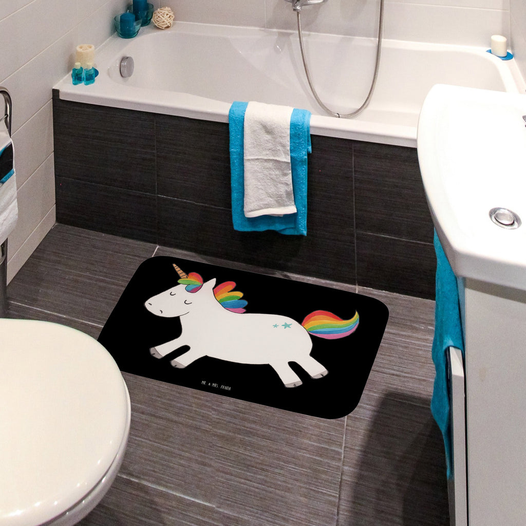 Badvorleger Einhorn Happy Badematte, Badteppich, Duschvorleger, Badezimmerteppich, Badezimmermatte, Badvorleger, Duschmatte, Duschteppich, Einhorn, Einhörner, Einhorn Deko, Pegasus, Unicorn, glücklich, fröhlich, Spaß, Freude, Lebensfreude, witzig, spannend, Lächeln, Lachen