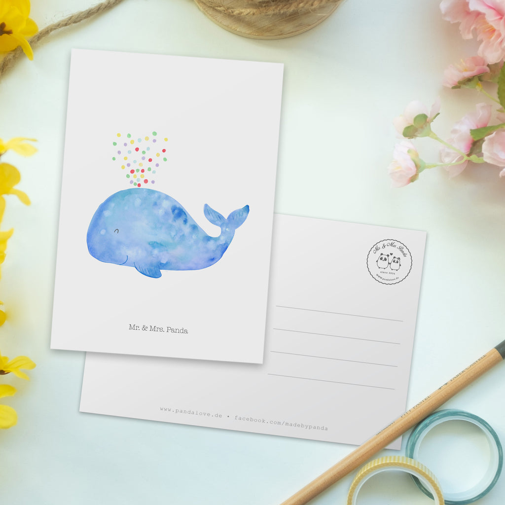 Postkarte Wal Konfetti Geschenkkarte, Grußkarte, Karte, Einladung, Ansichtskarte, Geburtstagskarte, Einladungskarte, Dankeskarte, Meerestiere, Meer, Urlaub, Wal, Konfetti, Wale, Motivation, Neuanfang, Trennung, Diät, Abnehmen, Neustart, Lebensabschnitt, Geburtstag