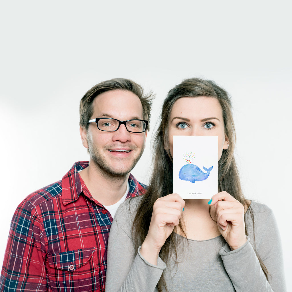Postkarte Wal Konfetti Geschenkkarte, Grußkarte, Karte, Einladung, Ansichtskarte, Geburtstagskarte, Einladungskarte, Dankeskarte, Meerestiere, Meer, Urlaub, Wal, Konfetti, Wale, Motivation, Neuanfang, Trennung, Diät, Abnehmen, Neustart, Lebensabschnitt, Geburtstag
