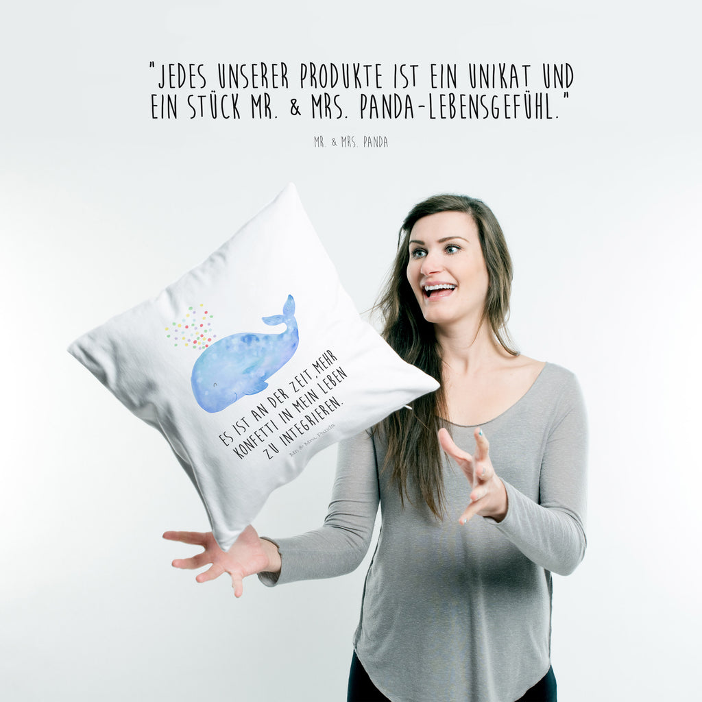 40x40 Kissen Wal Konfetti Kissenhülle, Kopfkissen, Sofakissen, Dekokissen, Motivkissen, Meerestiere, Meer, Urlaub, Wal, Konfetti, Wale, Motivation, Neuanfang, Trennung, Diät, Abnehmen, Neustart, Lebensabschnitt, Geburtstag