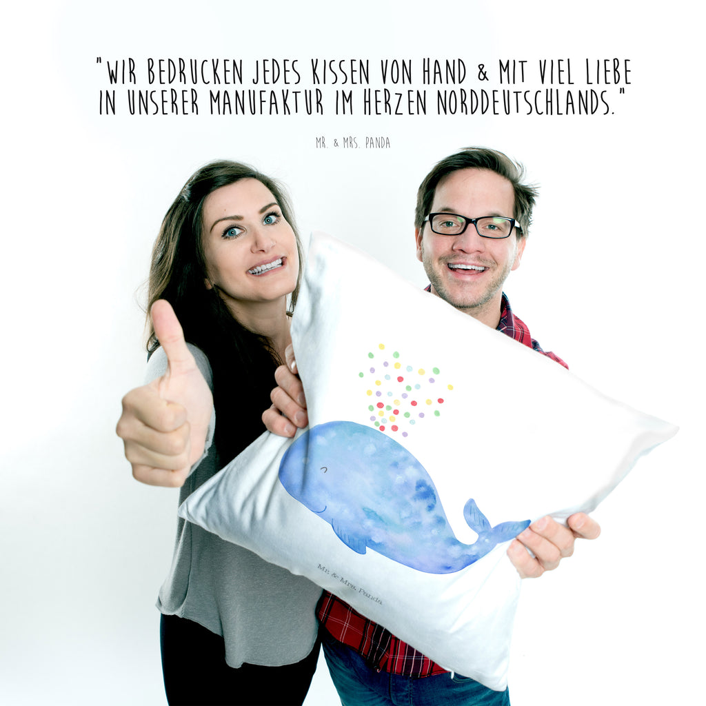40x40 Kissen Wal Konfetti Kissenhülle, Kopfkissen, Sofakissen, Dekokissen, Motivkissen, Meerestiere, Meer, Urlaub, Wal, Konfetti, Wale, Motivation, Neuanfang, Trennung, Diät, Abnehmen, Neustart, Lebensabschnitt, Geburtstag