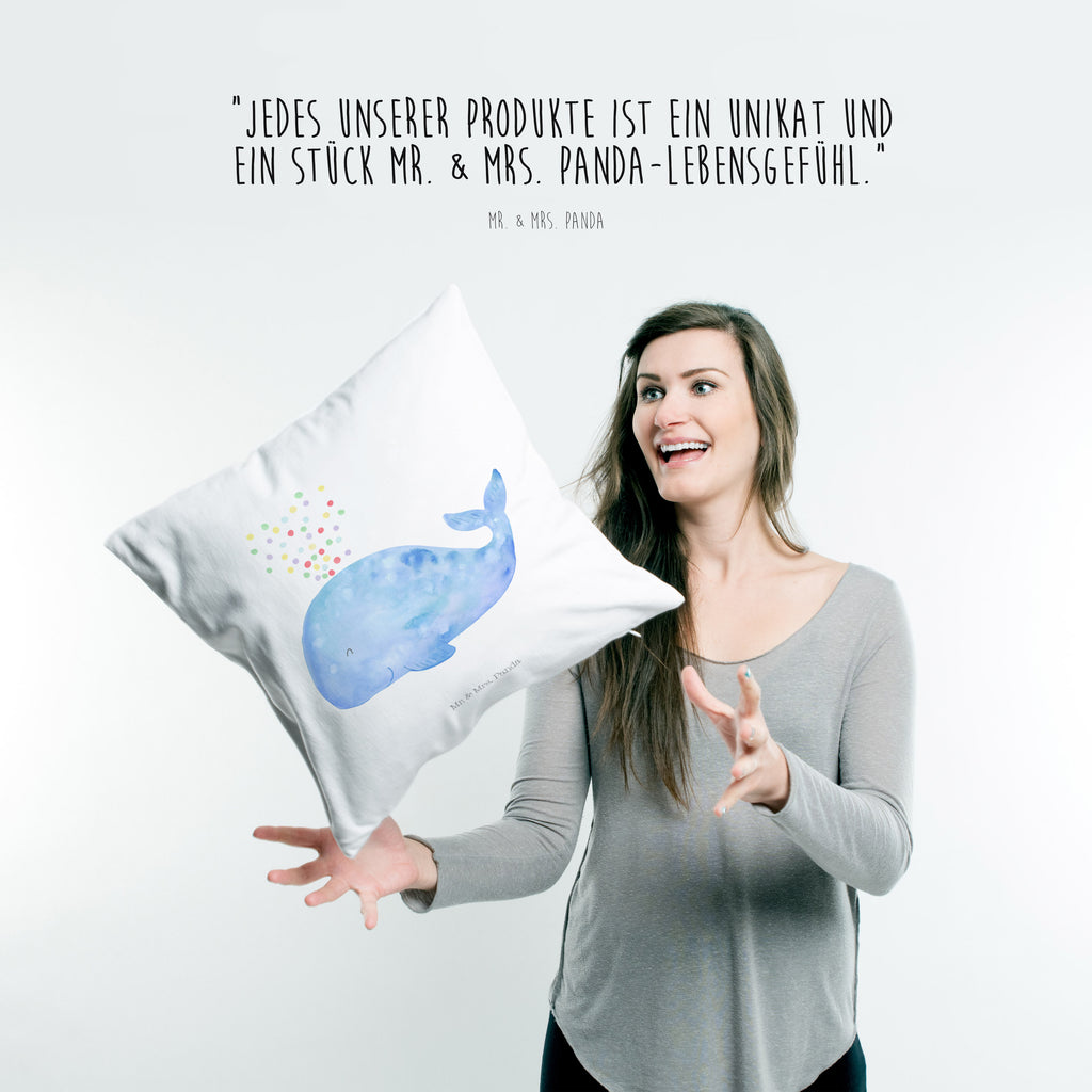 40x40 Kissen Wal Konfetti Kissenhülle, Kopfkissen, Sofakissen, Dekokissen, Motivkissen, Meerestiere, Meer, Urlaub, Wal, Konfetti, Wale, Motivation, Neuanfang, Trennung, Diät, Abnehmen, Neustart, Lebensabschnitt, Geburtstag