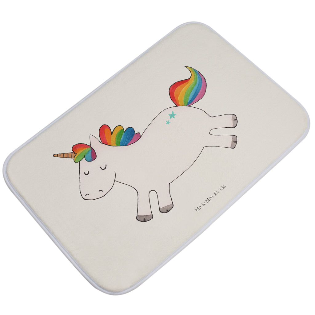 Badvorleger Einhorn Happy Badematte, Badteppich, Duschvorleger, Badezimmerteppich, Badezimmermatte, Badvorleger, Duschmatte, Duschteppich, Einhorn, Einhörner, Einhorn Deko, Pegasus, Unicorn, glücklich, fröhlich, Spaß, Freude, Lebensfreude, witzig, spannend, Lächeln, Lachen