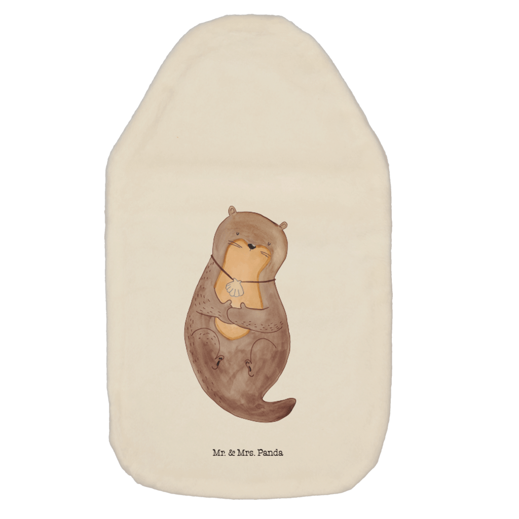 Wärmflasche Otter mit Muschelmedaillon Wärmekissen, Kinderwärmflasche, Körnerkissen, Wärmflaschenbezug, Wärmflasche mit Bezug, Otter, Fischotter, Seeotter, Otterliebe, grübeln, träumen, Motivation, Tagträumen, Büro
