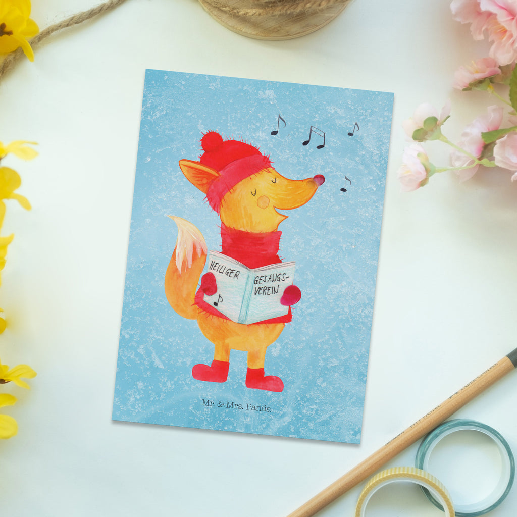 Postkarte Fuchs Sänger Geschenkkarte, Grußkarte, Karte, Einladung, Ansichtskarte, Geburtstagskarte, Einladungskarte, Dankeskarte, Winter, Weihnachten, Weihnachtsdeko, Nikolaus, Advent, Heiligabend, Wintermotiv, Fuchs, Füchse, Sänger, Geschenk Sänger, Singen, Weihnachtslieder