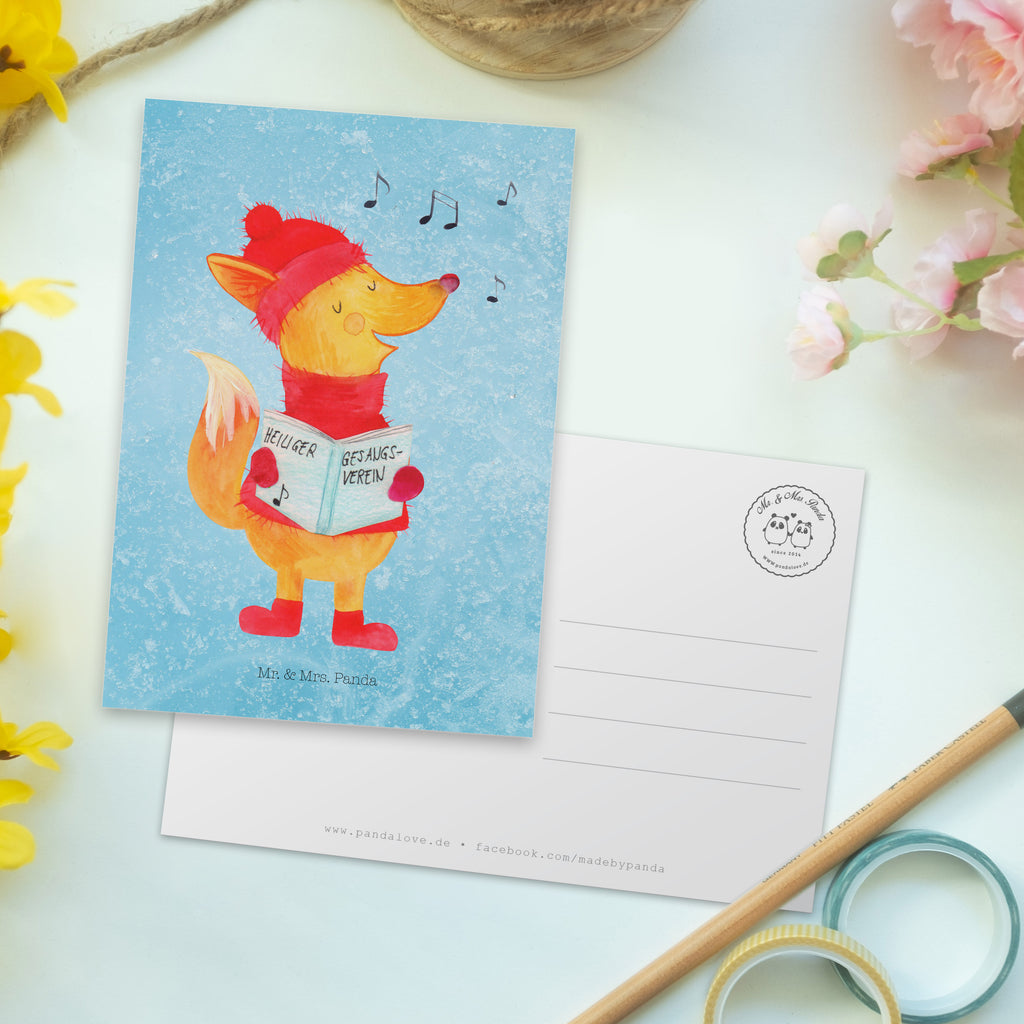 Postkarte Fuchs Sänger Geschenkkarte, Grußkarte, Karte, Einladung, Ansichtskarte, Geburtstagskarte, Einladungskarte, Dankeskarte, Winter, Weihnachten, Weihnachtsdeko, Nikolaus, Advent, Heiligabend, Wintermotiv, Fuchs, Füchse, Sänger, Geschenk Sänger, Singen, Weihnachtslieder