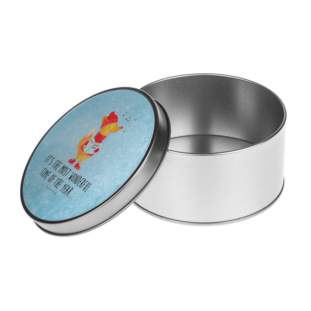 Blechdose rund Fuchs Sänger Metalldose, Keksdose, Dose, Vorratsdose, Geschenkbox, Winter, Weihnachten, Weihnachtsdeko, Nikolaus, Advent, Heiligabend, Wintermotiv, Fuchs, Füchse, Sänger, Geschenk Sänger, Singen, Weihnachtslieder