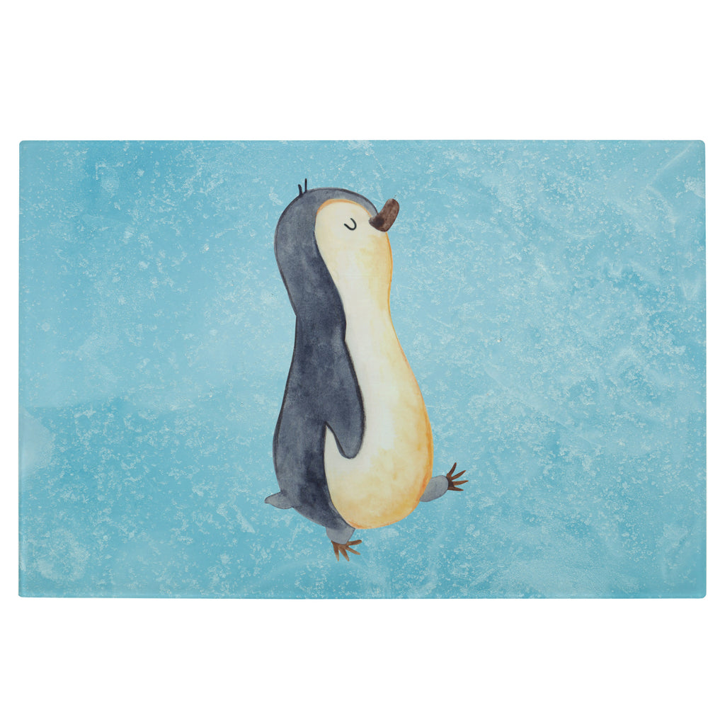 Medium Glas Schneidbrett Pinguin marschierend Glasschneidebrett, Schneidebrett, Pinguin, Pinguine, Frühaufsteher, Langschläfer, Bruder, Schwester, Familie
