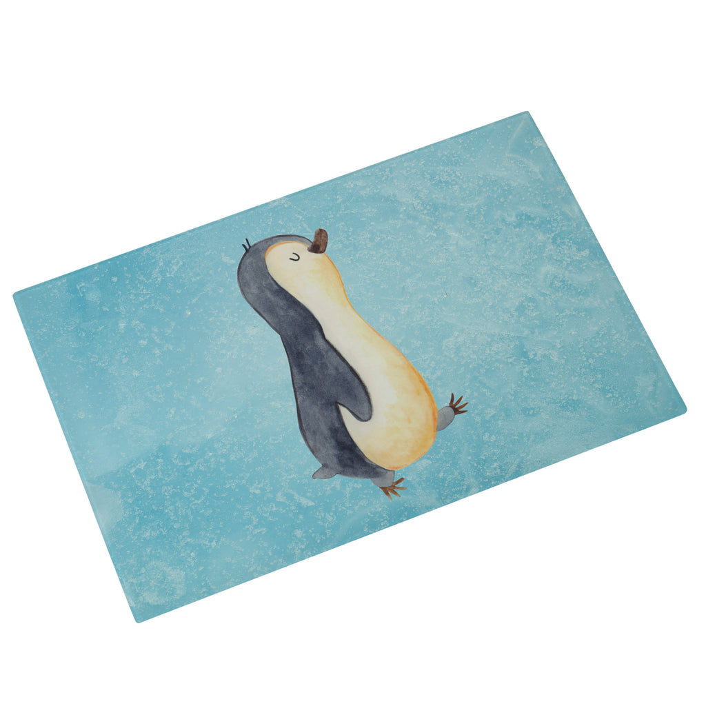 Medium Glas Schneidbrett Pinguin marschierend Glasschneidebrett, Schneidebrett, Pinguin, Pinguine, Frühaufsteher, Langschläfer, Bruder, Schwester, Familie